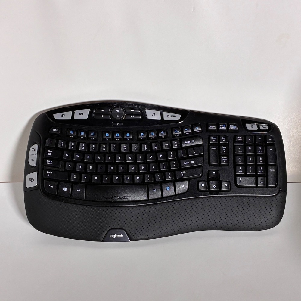 Logitech K350 Wireless Wave Keyboard Black Ergonomic Multimedia M/N Y-R0053